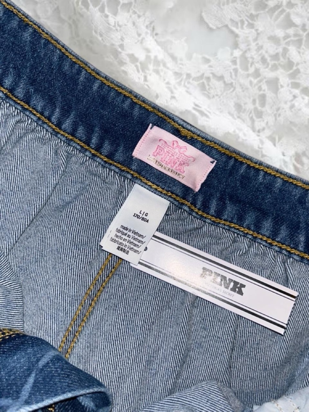 Victoria’s Secret PINK X LoveShackFancy Flirty Denim Skirt 🌸 - Picture 4 of 4